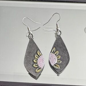 Elegant Silver and Pink Earrings